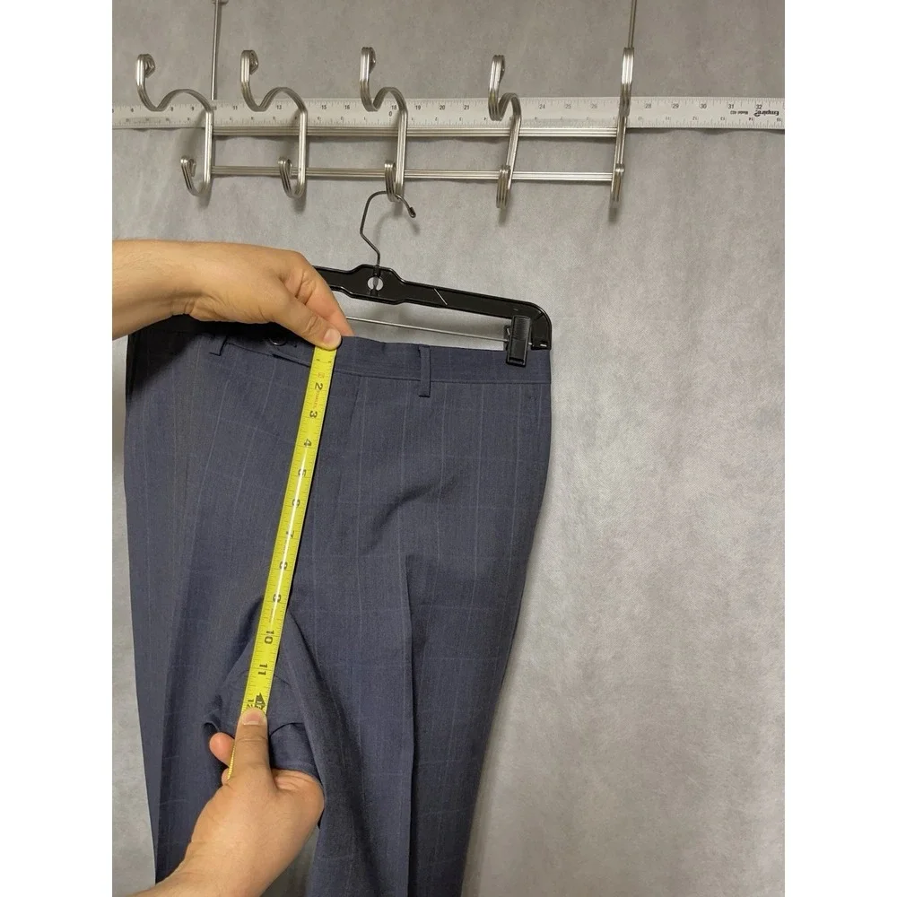 Jos A Bank Suit Men 40R 38R Blue Plaid Slim 2B Signature Gold Flannel Wool 32X28